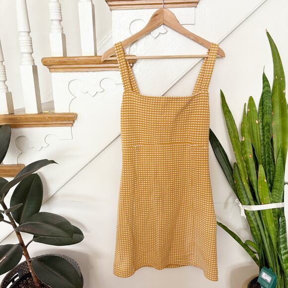 Free People Bardot Yellow Mini Dress Sleeveless Stretch Fit Square Neck Size XL - Picture 2 of 6